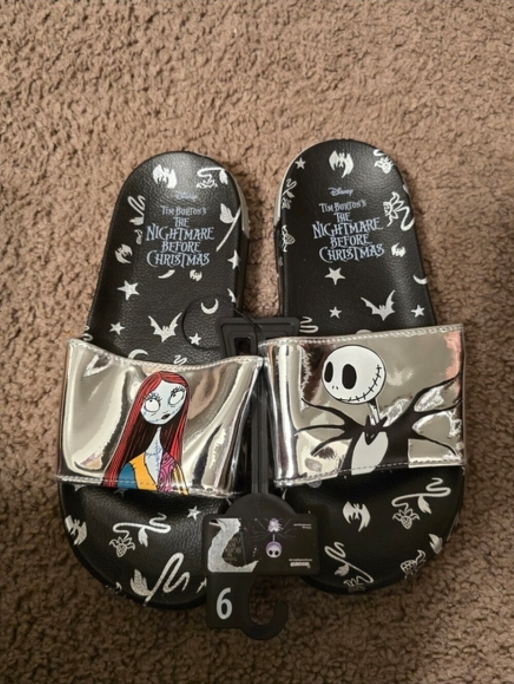 NWT! Disneys The Nightmare Before Christmas Jack And Sally Slip On Sandals - Picture 2 of 9